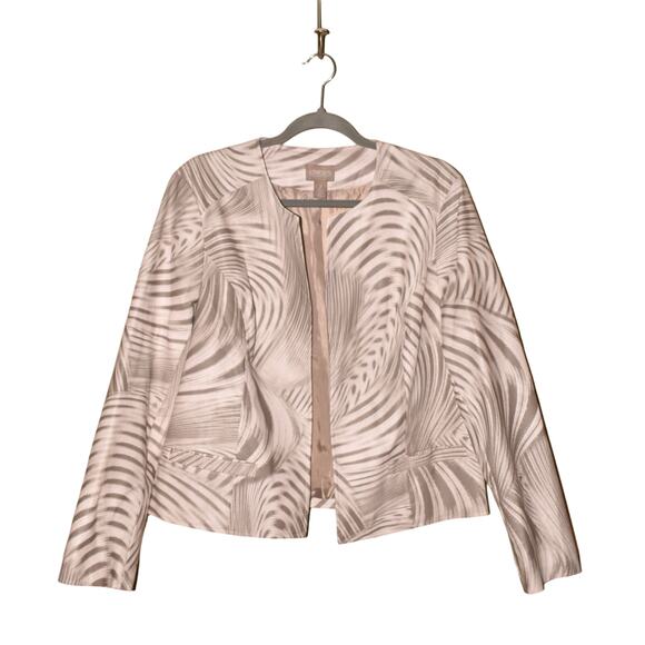 CHICO'S $129 Faux Leather Printed Open Jacket Gray/White Chico's 2 / Large - Picture 1 of 4